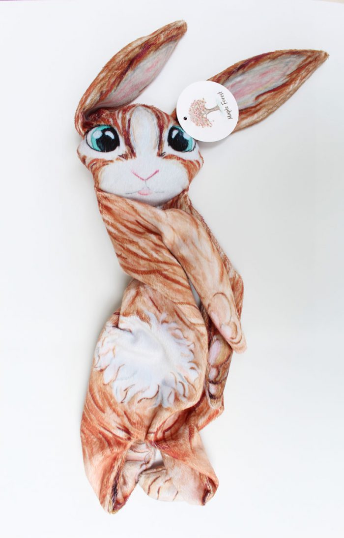 maple forest konijn knuffel milieu vriendelijk met de hand gemaakt aquarel tekening super zacht