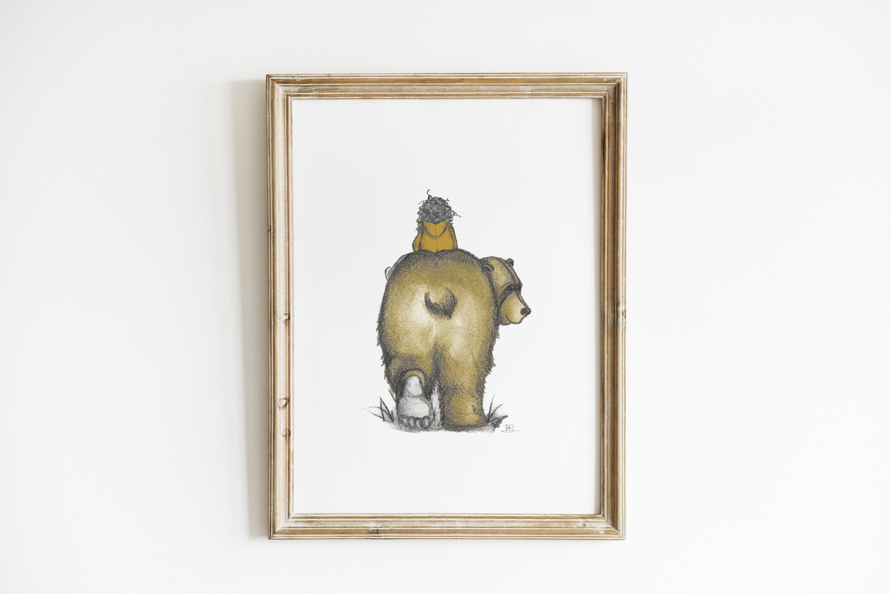 A4 Poster met meisje op de rug van een beer