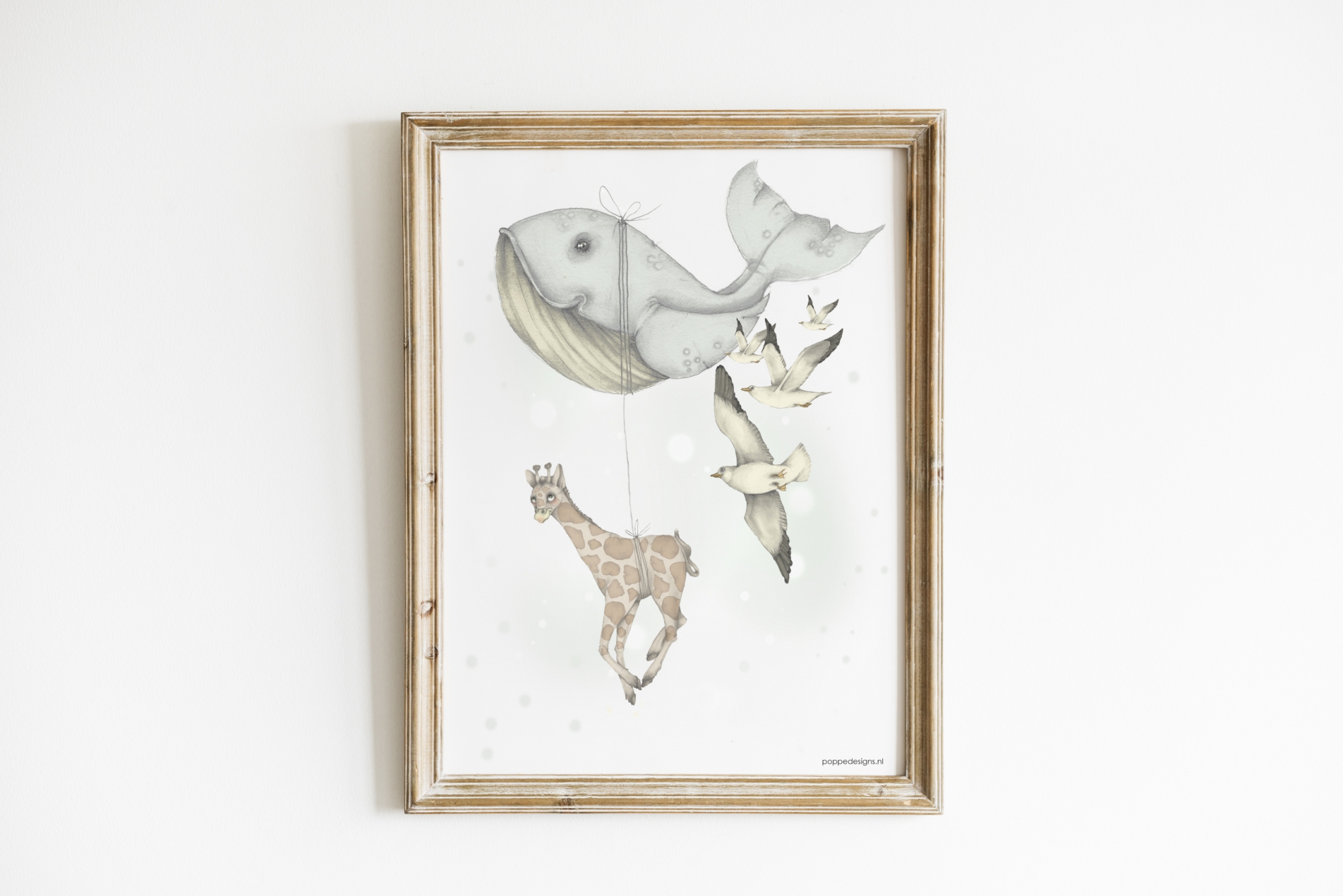 kinderkamer poster met walvis en giraffe