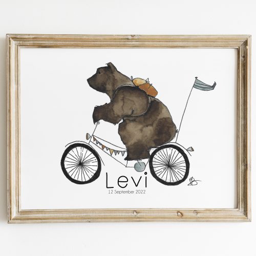 naamposter met beer op een fiets I want to ride my bicycle