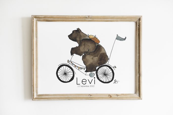 naamposter met beer op een fiets I want to ride my bicycle